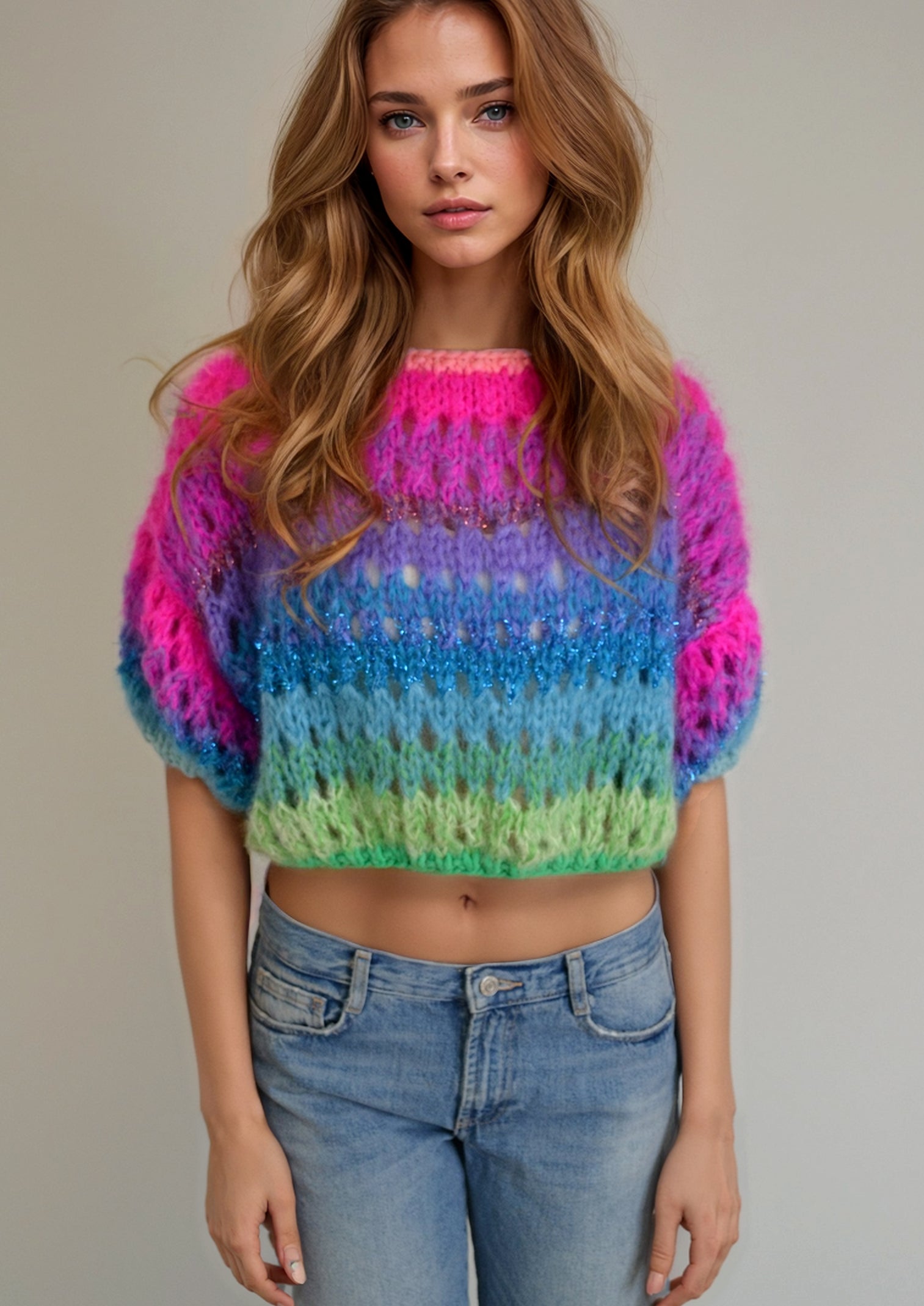handknitted sweater, degrade, colorful knitwear, handmade