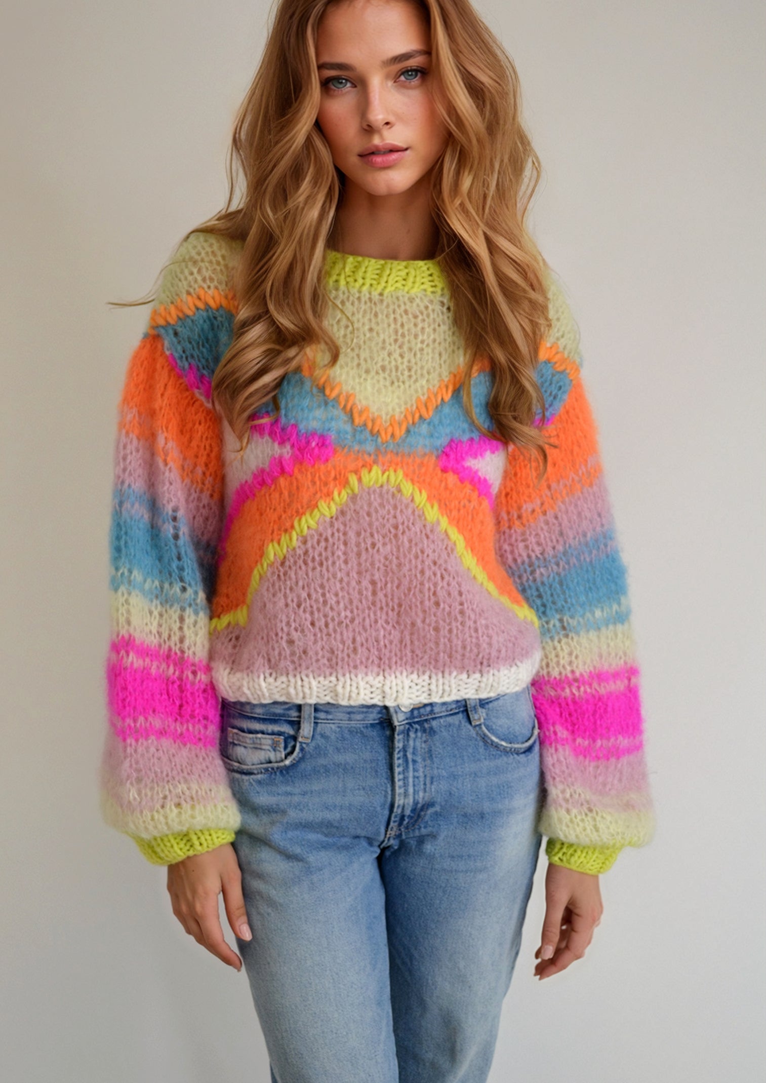 Handknitted sweater,colorful knitwear, handmade sweater, Handmade cardigan, colorful fashion,Handknitted jacket, colorful sweater