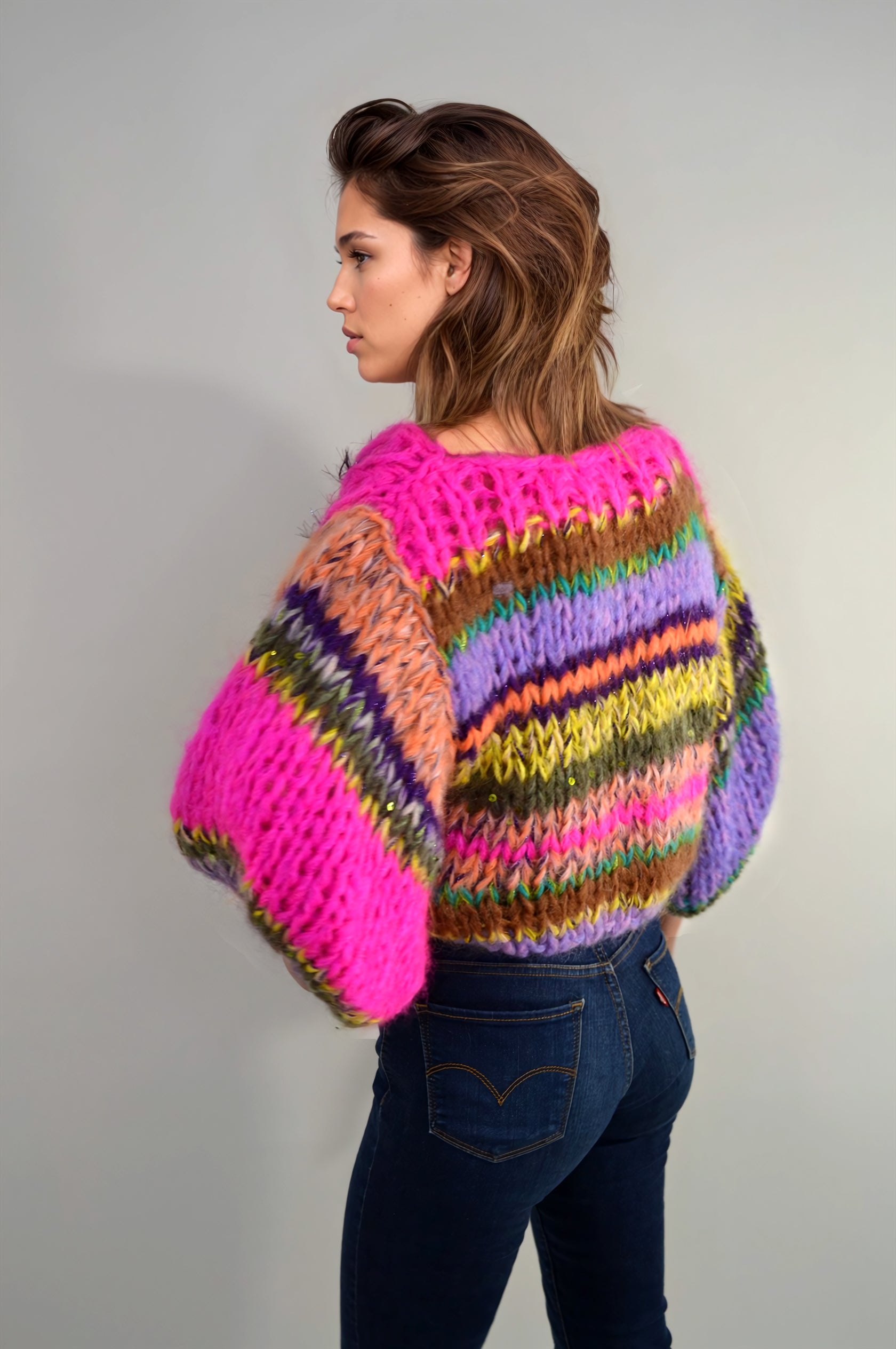 Handknitted sweater,colorful knitwear, handmade sweater, Handmade cardigan, Hnadknitted cardigan, Handcrocheted dress, colorful fashion