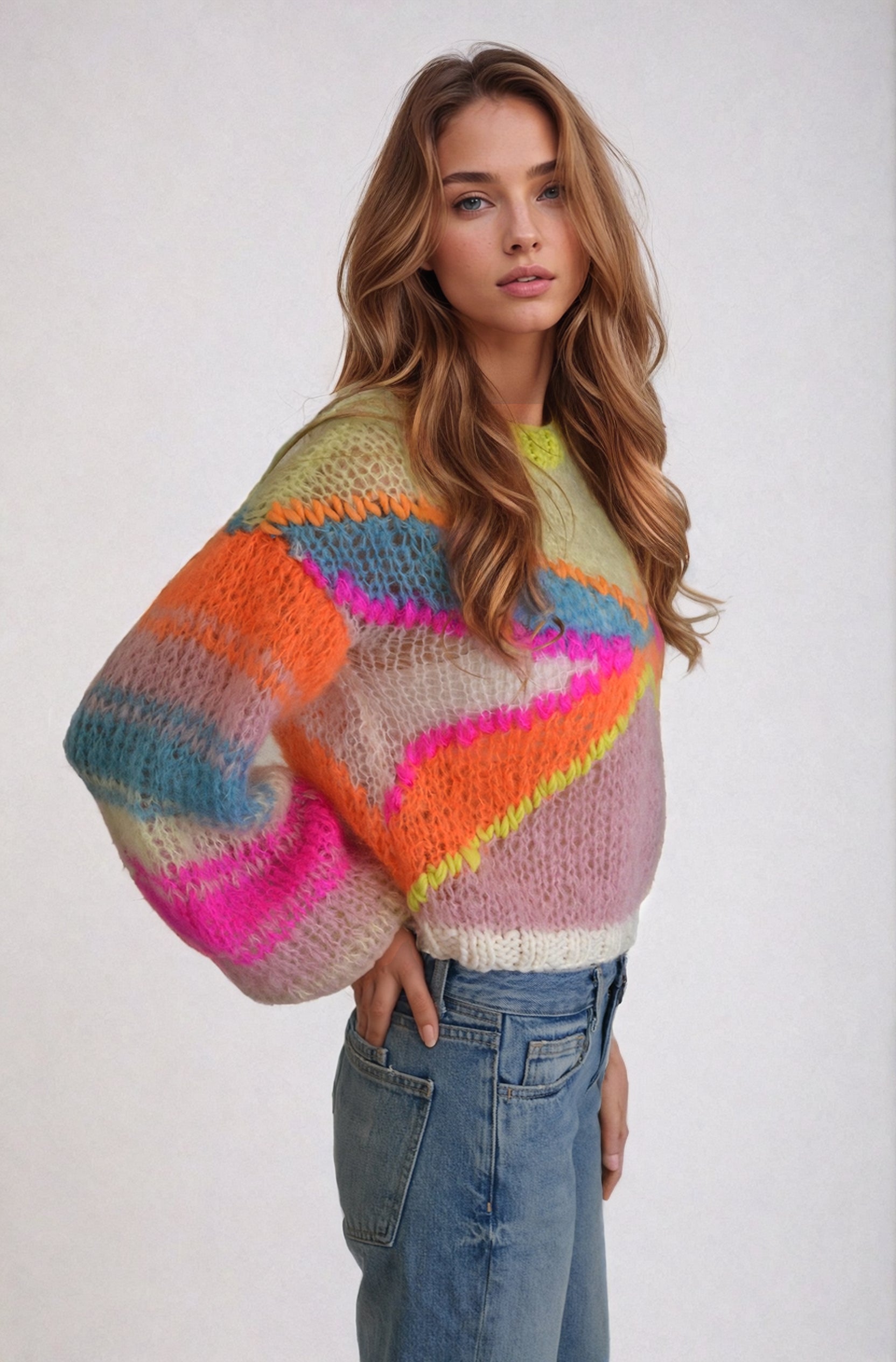 Handknitted sweater,colorful knitwear, handmade sweater, Handmade cardigan, colorful fashion,Handknitted jacket, colorful sweater