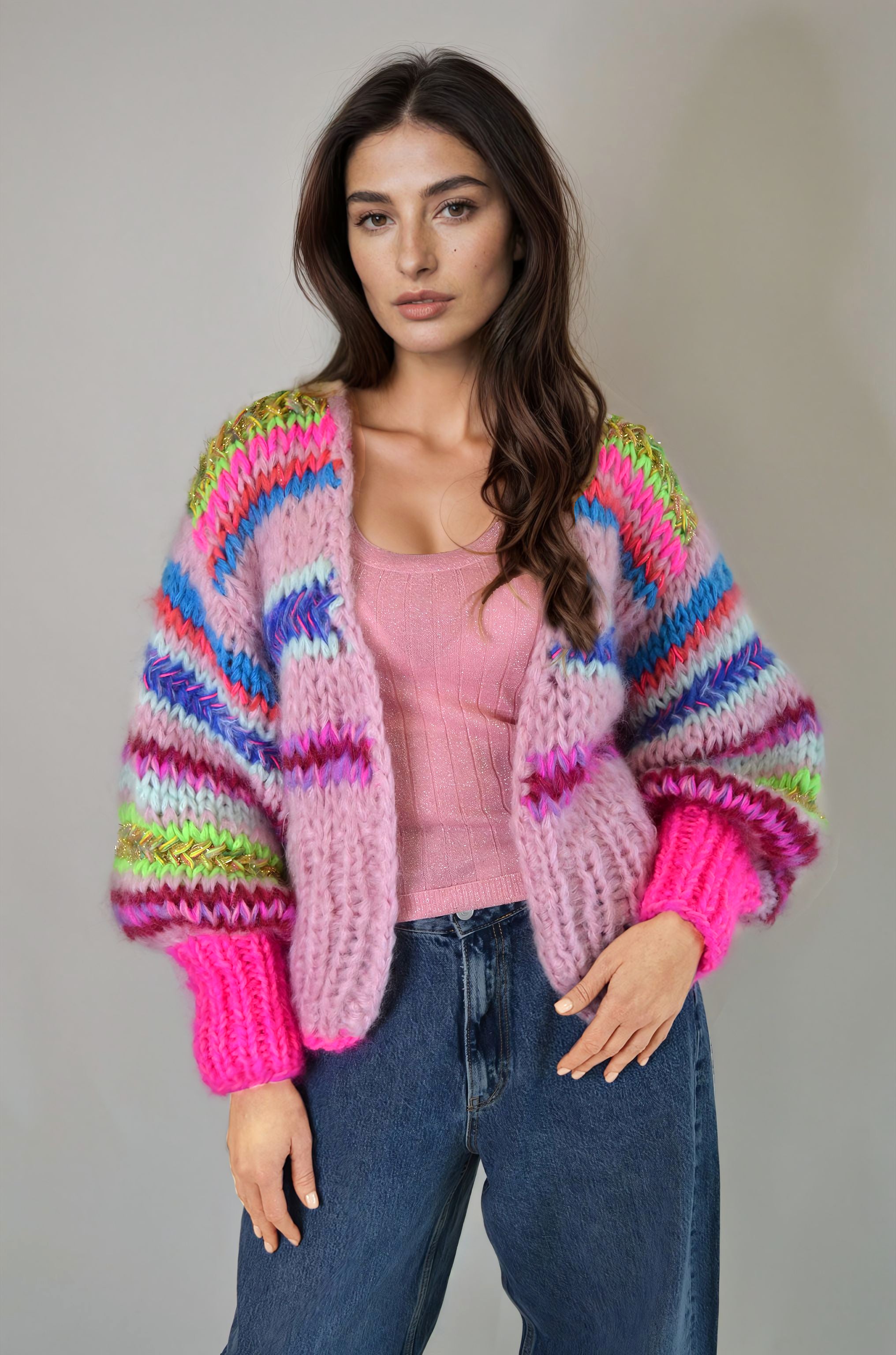 Handknitted sweater,colorful knitwear, handmade sweater, Handmade cardigan, Hnadknitted cardigan, Handcrocheted dress, colorful fashion