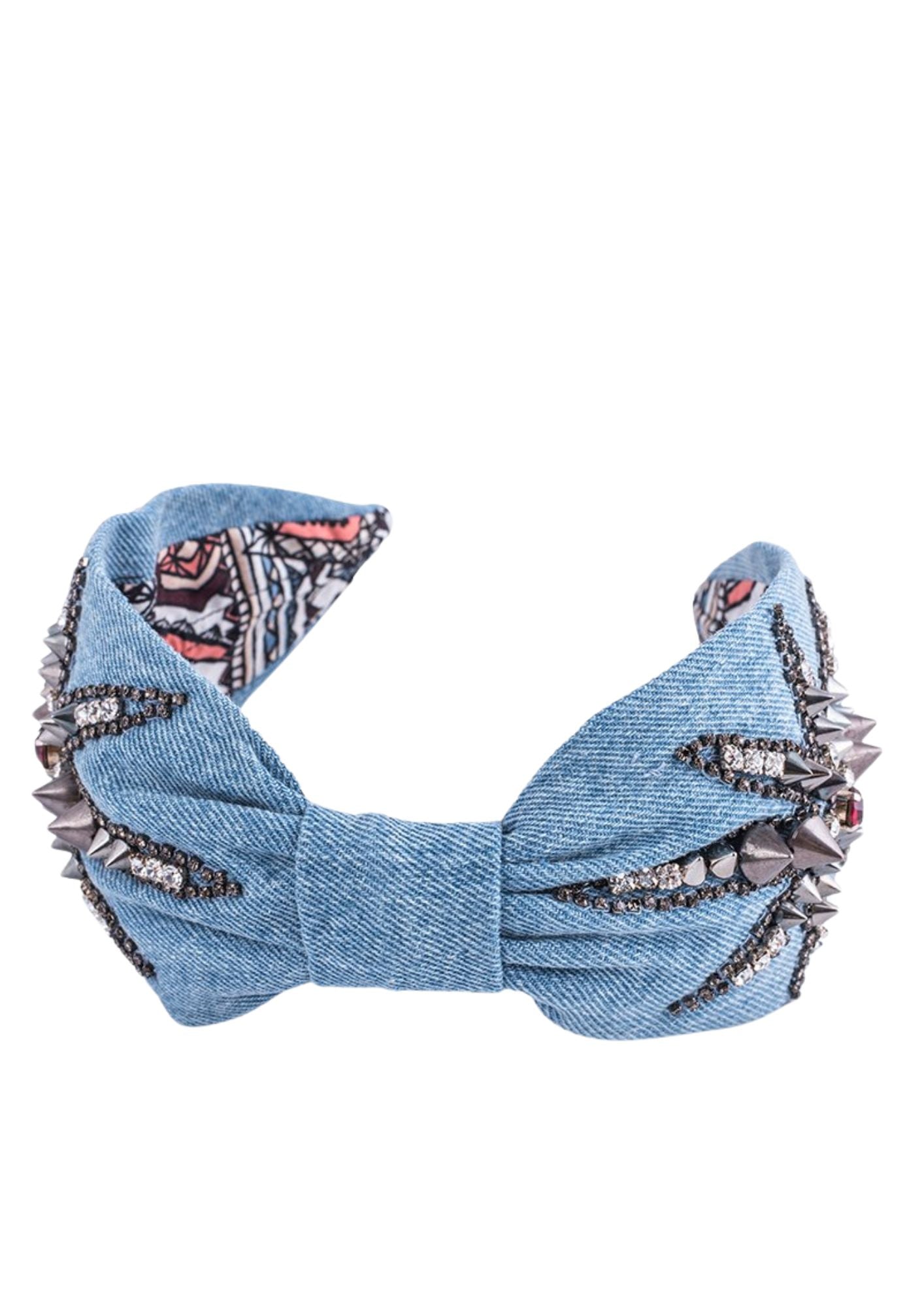 Denim head accessorie with crystals